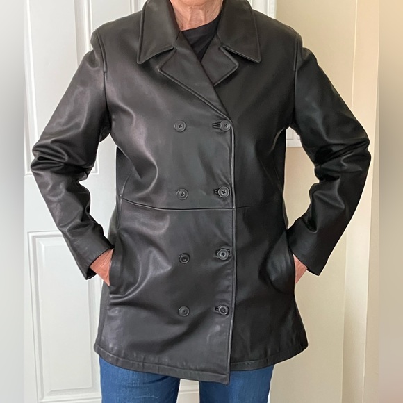 GAP | Jackets & Coats | Vintage 999 Black Leather Peacoat From The 